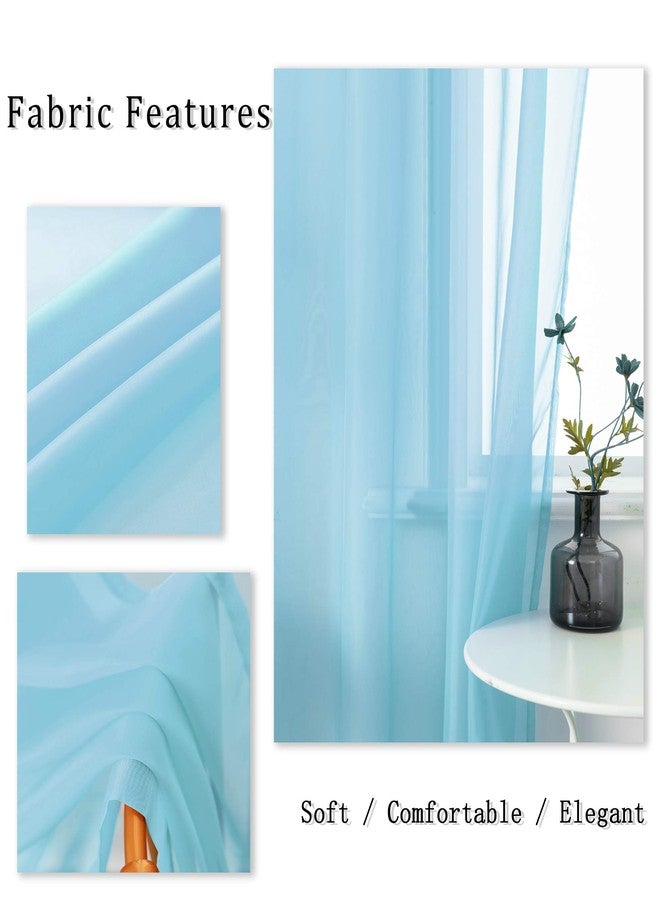 DUALIFE Sky Blue Voile Sheer Curtains Grommet,Look Semi Natural Light Flow Sheer Drapes,Elegant Solid Color Touch Soft Drapes for Living Room Bedroom,Set of 2 Panels 52X120 Inch Long 10 FT Baby Blue - Image 4